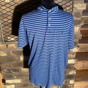 Polo Ralph Lauren SS Collared Cotton Striped Polo Shirt Light Blue/Navy Size L